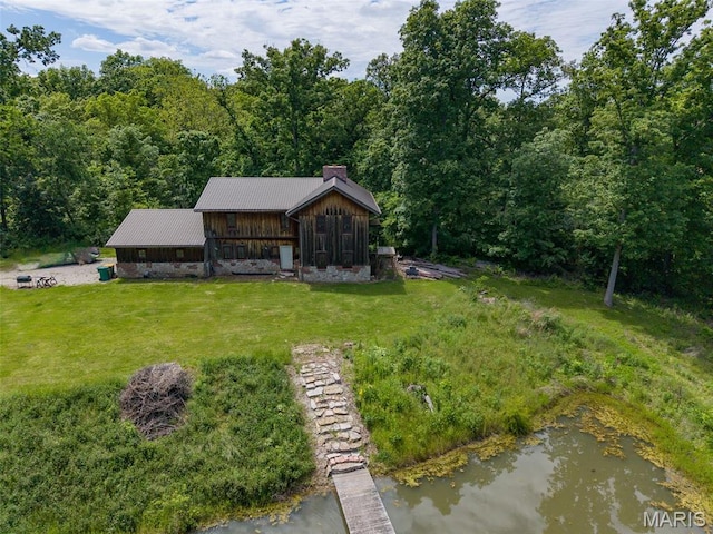5423 Saxtown Rd, Millstadt, IL 62260 - view of grassy yard with a water view and a wooded view