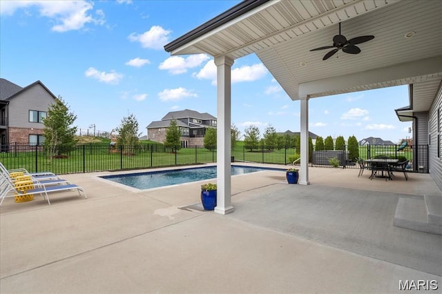 1547 Frost Lndg, Columbia, IL 62236 - view of swimming pool with a patio, a fenced backyard, and ceiling fan