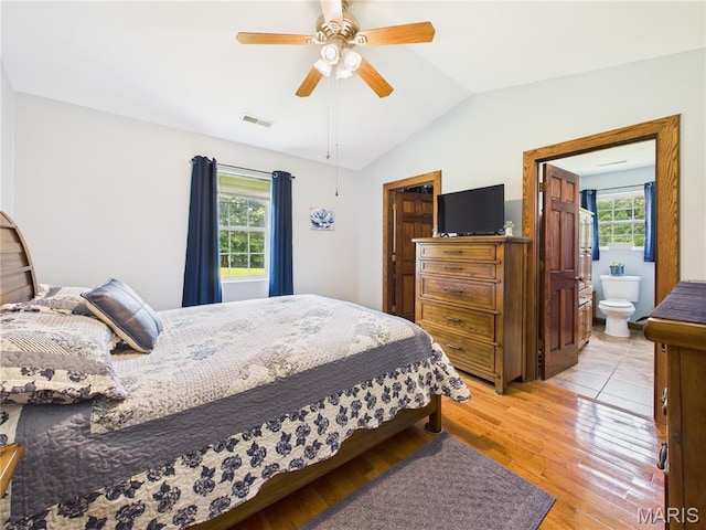4862 State Highway 142e, Doniphan, MO 63935 - bedroom with lofted ceiling, light wood-style floors, ceiling fan, and ensuite bathroom