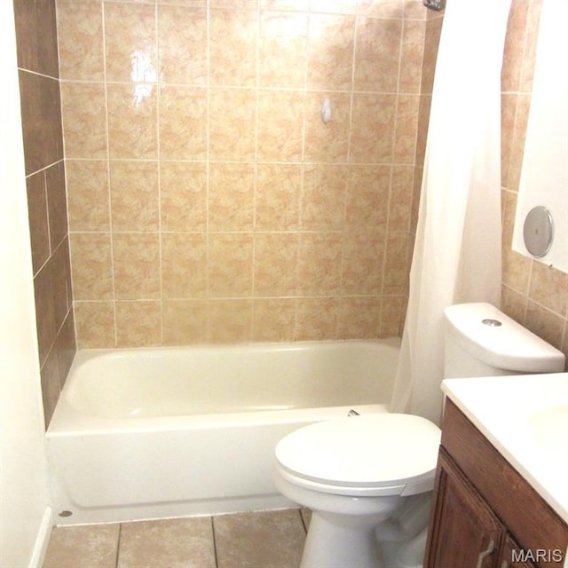 2840 Blackforest Dr Unit B, Saint Louis, MO 63129 - bathroom with vanity, toilet, tile patterned flooring, and shower / bath combination with curtain