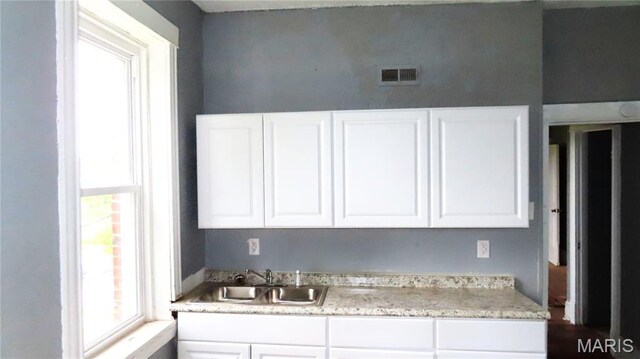 3018 N Vandeventer, Saint Louis, MO 63107 - kitchen with plenty of natural light, a sink, light countertops, and white cabinetry