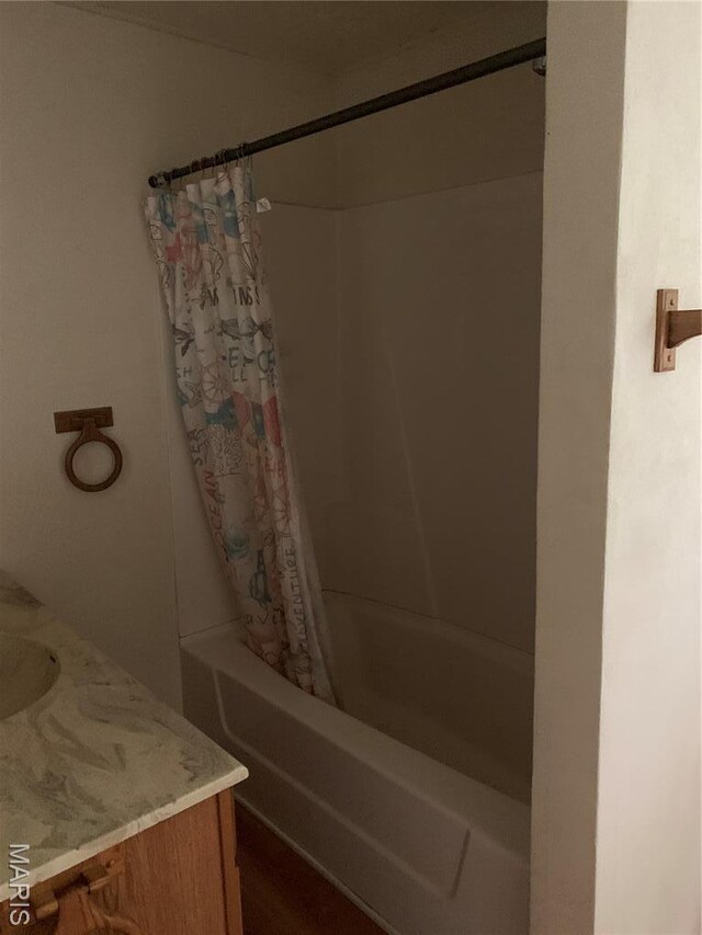 215 Berry St, Gillespie, IL 62033 - full bath with vanity and shower / bath combination with curtain