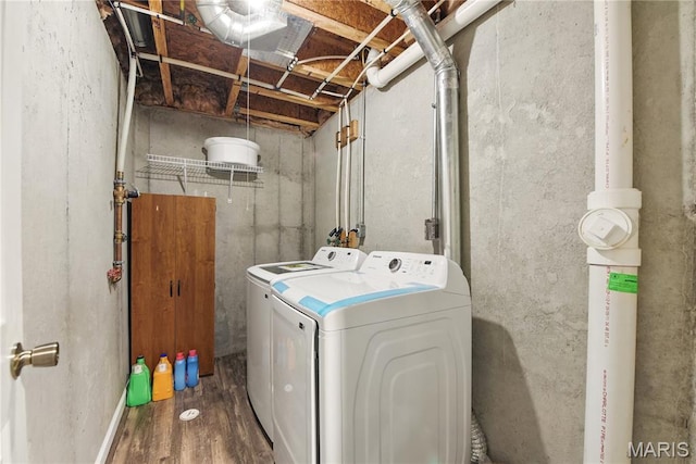 457 Spring Trce, Ofallon, MO 63368 - washroom featuring independent washer and dryer and wood finished floors