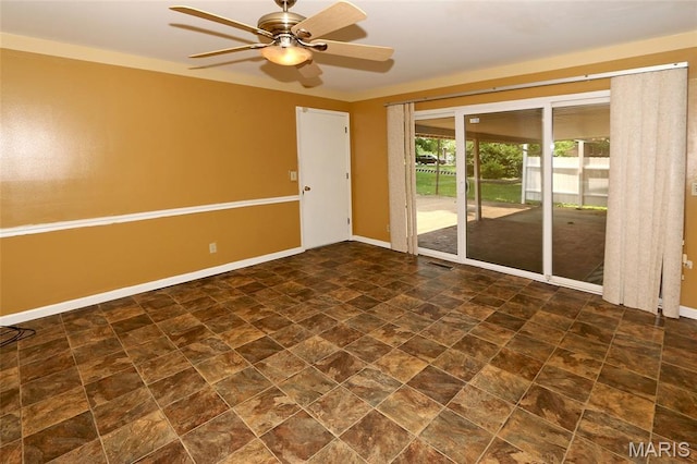 12713 Partridge Run Dr, Florissant, MO 63033 - spare room featuring a ceiling fan, stone finish floors, and baseboards