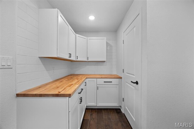509 Saint Francois Rd, Bonne Terre, MO 63628 - laundry room with dark wood-type flooring, recessed lighting, and a textured wall