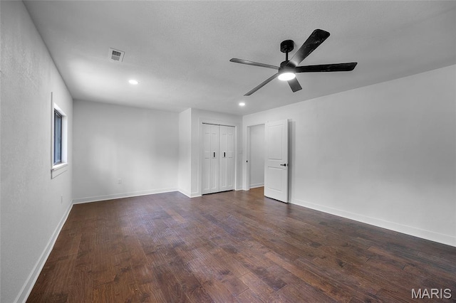 509 Saint Francois Rd, Bonne Terre, MO 63628 - unfurnished room featuring dark wood-type flooring, ceiling fan, baseboards, and recessed lighting
