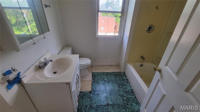 5714 Maple Ave, Saint Louis, MO 63112 - full bath with toilet, vanity, baseboards, and  shower combination