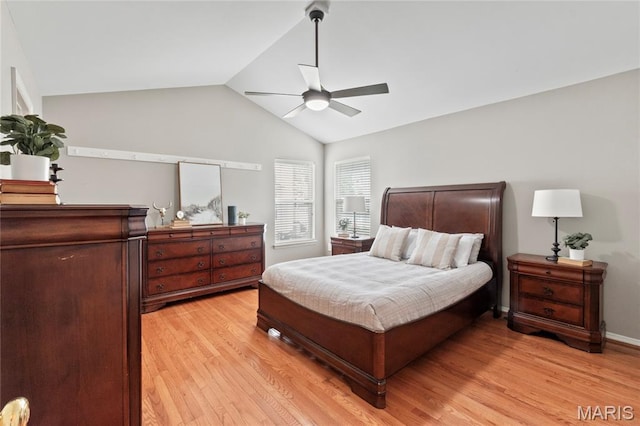 668 Top Notch Ln, Eureka, MO 63025 - bedroom with light wood finished floors, lofted ceiling, and ceiling fan