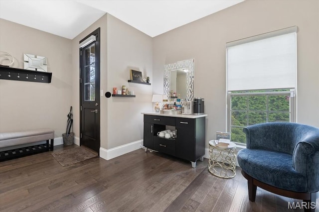 5 Watch Hill Rd, Ladue, MO 63124 - sitting room with dark wood-style flooring and baseboards
