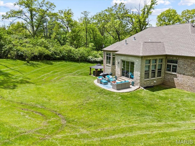 5 Watch Hill Rd, Ladue, MO 63124 - view of grassy yard featuring an outdoor hangout area, a patio area, and a gazebo