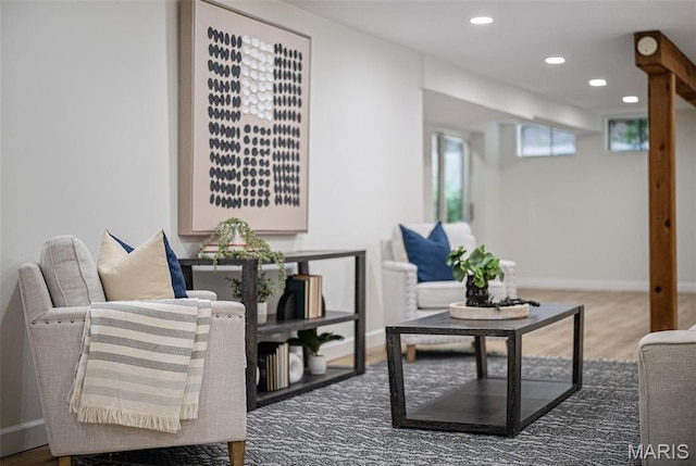 173 Portico Dr, Chesterfield, MO 63017 - living room with baseboards, recessed lighting, and wood finished floors