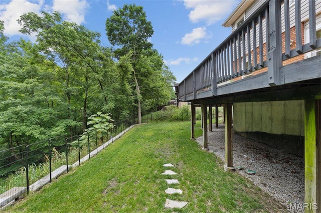 173 Portico Dr, Chesterfield, MO 63017 - view of yard with a wooden deck