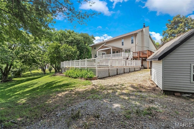 116 Shirewood Dr, Saint Charles, MO 63303 - view of green lawn featuring a wooden deck