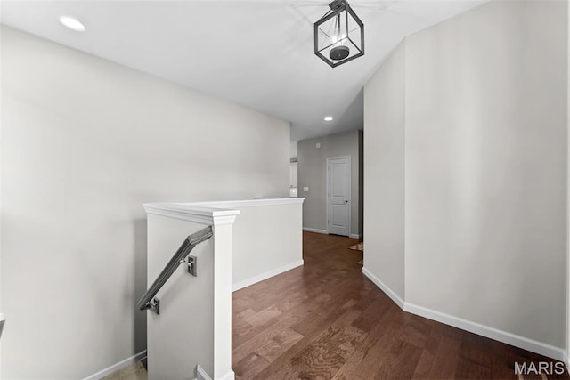 14 Ivyleigh Ct, Saint Charles, MO 63303 - corridor featuring an upstairs landing, dark wood-style flooring, and recessed lighting