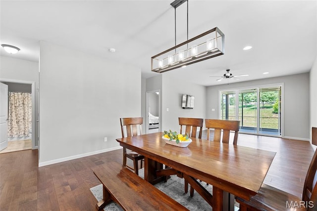 14 Ivyleigh Ct, Saint Charles, MO 63303 - dining area featuring wood finished floors, ceiling fan, and recessed lighting