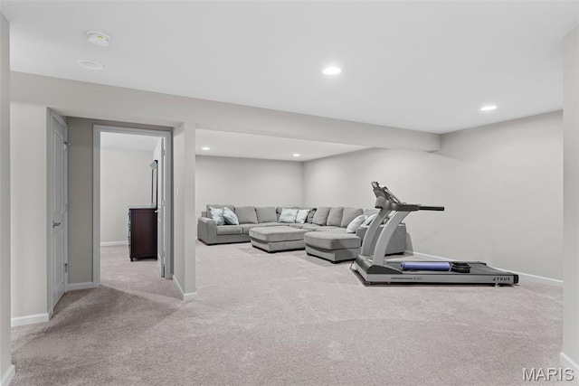 14 Ivyleigh Ct, Saint Charles, MO 63303 - exercise area featuring carpet floors and recessed lighting