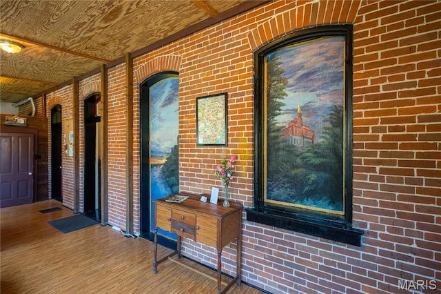 415 E 1st St, Hermann, MO 65041 - exterior space with brick wall and wood finished floors