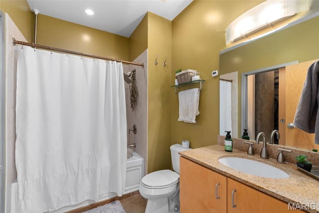 2323 Locust St Unit 308, Saint Louis, MO 63103 - full bath with vanity, shower / tub combo with curtain, toilet, and tile patterned flooring