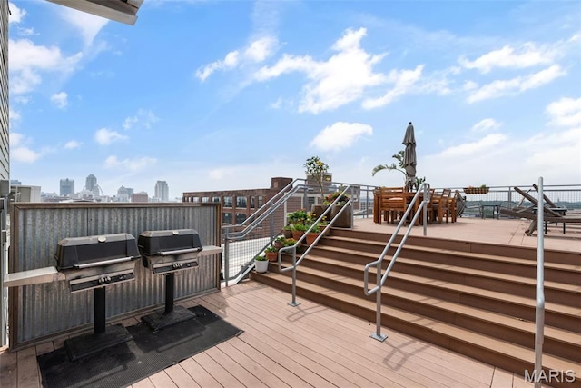 2323 Locust St Unit 308, Saint Louis, MO 63103 - deck featuring a skyline view and a grill