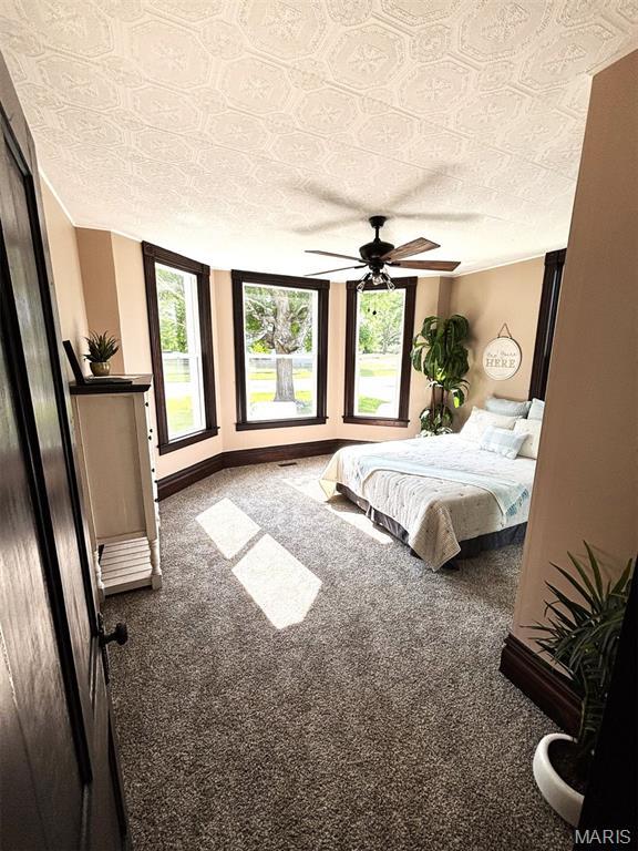 10216 High St, Belgrade, MO 63622 - carpeted bedroom with baseboards and ceiling fan