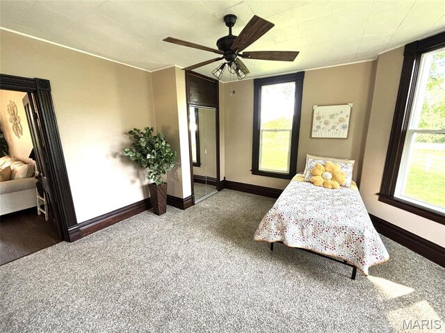 10216 High St, Belgrade, MO 63622 - bedroom featuring carpet flooring, baseboards, and a ceiling fan