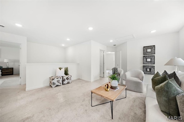 3063 Pirogue St, Saint Charles, MO 63301 - living room featuring carpet, recessed lighting, and baseboards