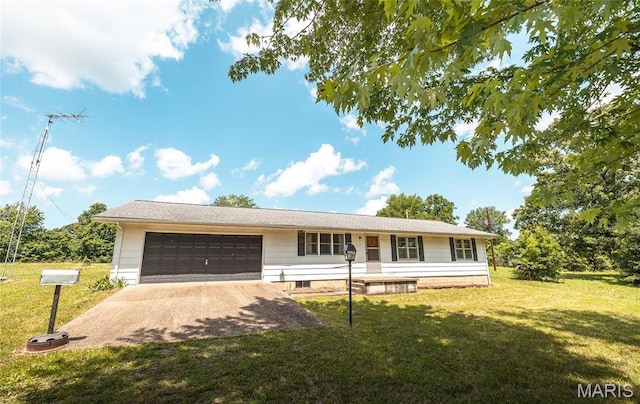 18795 S US Highway 63, Rolla, MO 65401 - ranch-style house with a garage, a front lawn, and concrete driveway