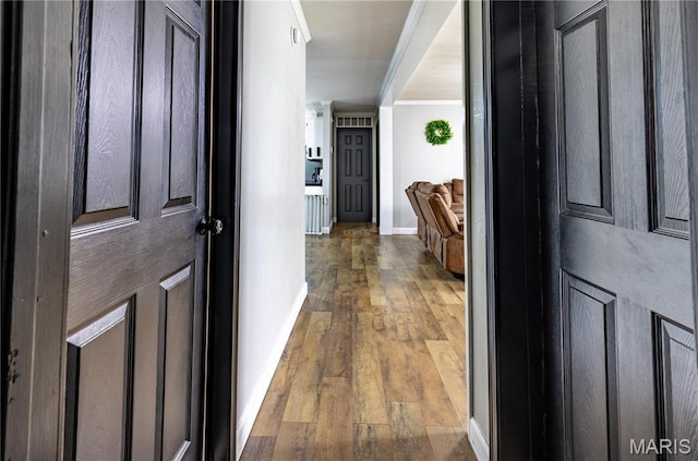 108 Karen St, Sikeston, MO 63801 - hall featuring hardwood / wood-style floors and baseboards