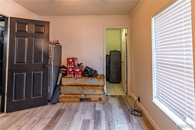 108 Karen St, Sikeston, MO 63801 - foyer entrance featuring wood finished floors, ornamental molding, and baseboards