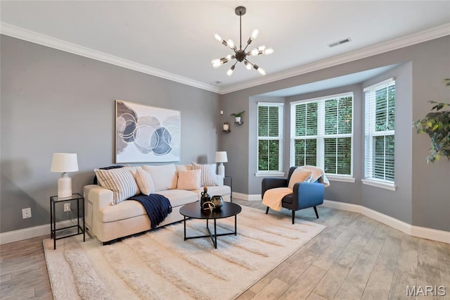 231 W Monroe Ave Unit 205, Saint Louis, MO 63122 - living area with a chandelier, wood finished floors, and crown molding