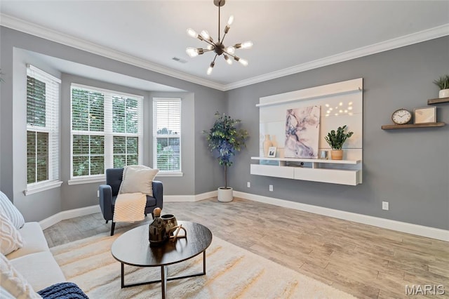 231 W Monroe Ave Unit 205, Saint Louis, MO 63122 - sitting room with a chandelier, crown molding, and wood finished floors