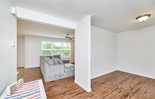 2907 Preston Woods Trl, Lake St Louis, MO 63367 - living area featuring wood finished floors and a ceiling fan