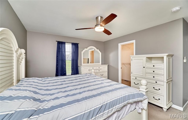 2907 Preston Woods Trl, Lake St Louis, MO 63367 - bedroom featuring light carpet, ceiling fan, and a spacious closet
