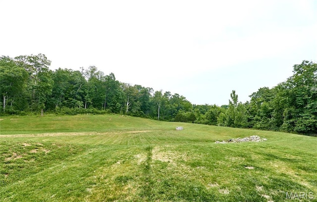 2907 Preston Woods Trl, Lake St Louis, MO 63367 - view of green lawn featuring a forest view