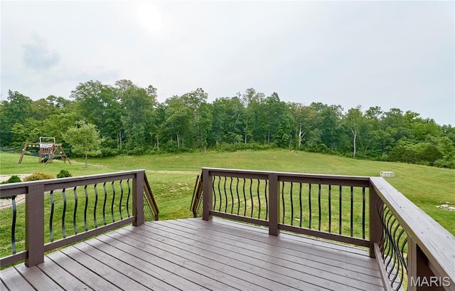 2907 Preston Woods Trl, Lake St Louis, MO 63367 - deck featuring a lawn and a playground