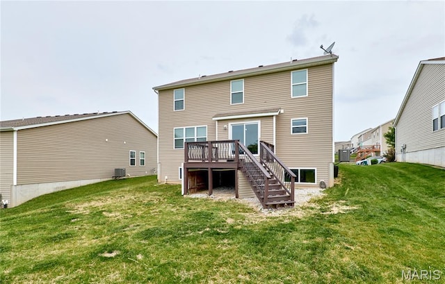 2907 Preston Woods Trl, Lake St Louis, MO 63367 - rear view of property with a deck, stairs, and a yard