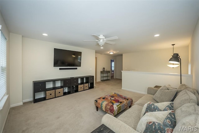 151 Wilmer Valley Dr, Wentzville, MO 63385 - carpeted living room with ceiling fan, recessed lighting, and baseboards