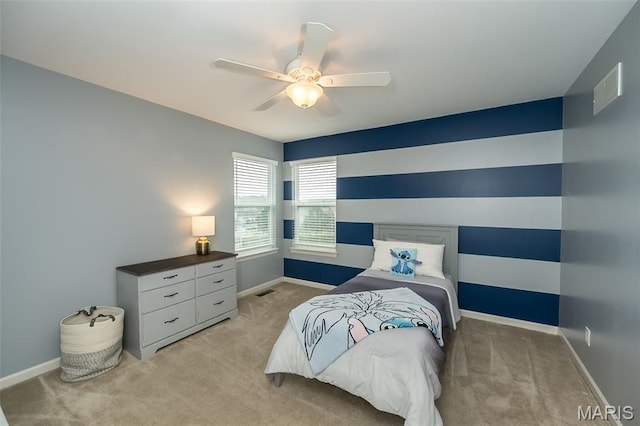 151 Wilmer Valley Dr, Wentzville, MO 63385 - bedroom featuring light colored carpet, baseboards, and ceiling fan