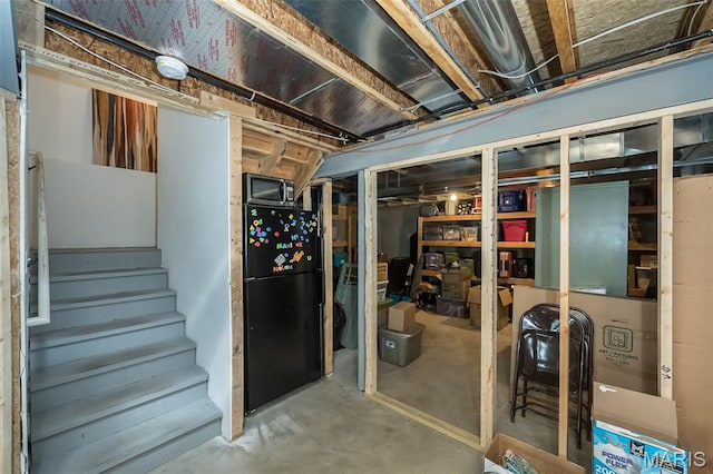 151 Wilmer Valley Dr, Wentzville, MO 63385 - unfinished basement with freestanding refrigerator and stairway