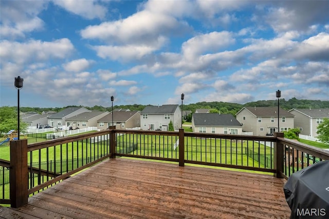 151 Wilmer Valley Dr, Wentzville, MO 63385 - wooden terrace with a residential view and area for grilling