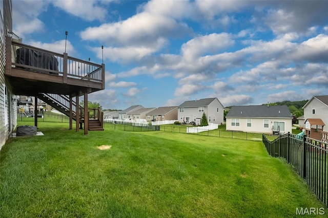 151 Wilmer Valley Dr, Wentzville, MO 63385 - view of yard with a residential view, stairway, and a wooden deck