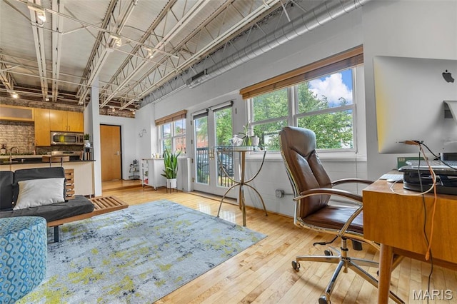 2401 S 12th St Unit 101, Saint Louis, MO 63104 - office area featuring light wood finished floors and a sink