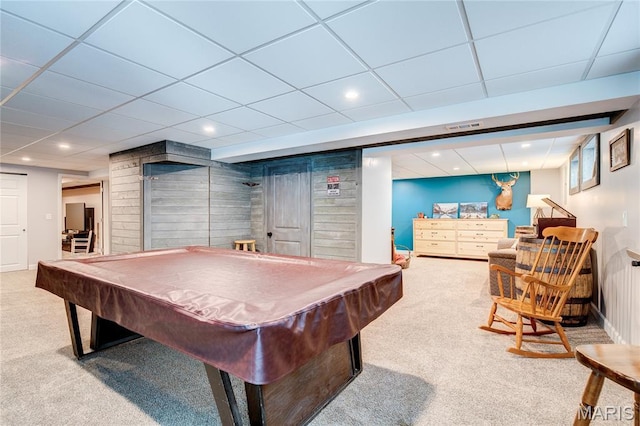 10 Forest Pine Ct, Ofallon, MO 63368 - playroom with carpet floors, billiards table, recessed lighting, and a drop ceiling