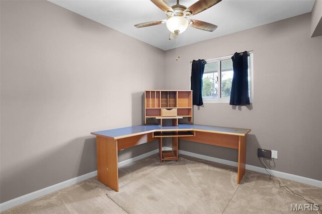 508 Prince Ruppert Dr, Ofallon, MO 63366 - carpeted office with baseboards and ceiling fan