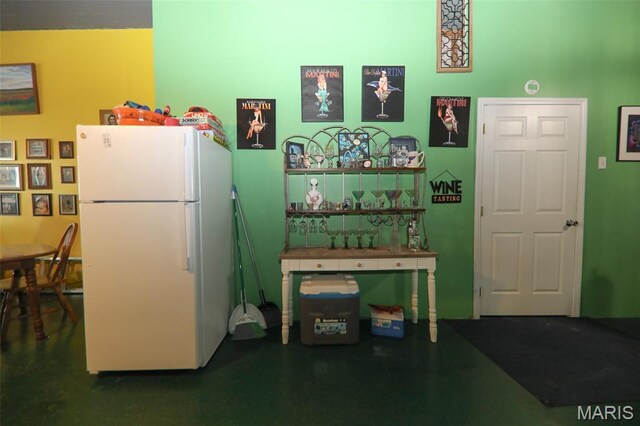 607 Main St, Keyesport, IL 62253 - kitchen with freestanding refrigerator