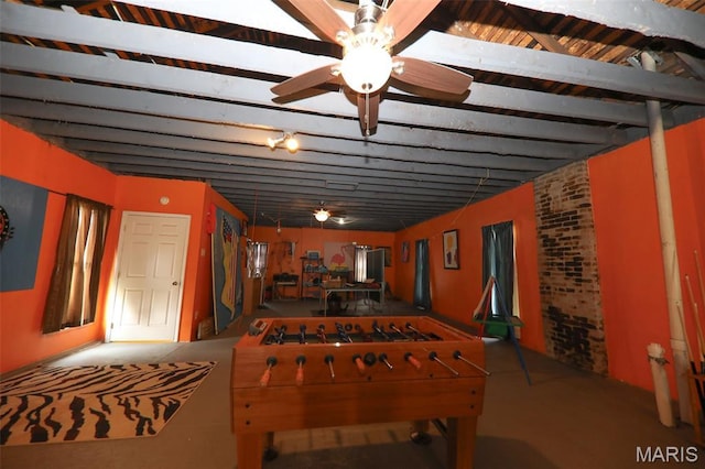 607 Main St, Keyesport, IL 62253 - rec room featuring ceiling fan and carpet flooring
