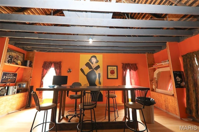 607 Main St, Keyesport, IL 62253 - bar featuring beamed ceiling and wood finished floors