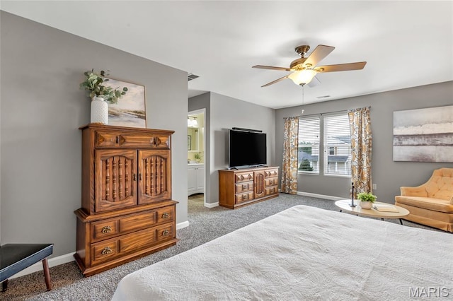 220 Preserve Park Pl, Wentzville, MO 63385 - carpeted bedroom with ensuite bathroom and ceiling fan