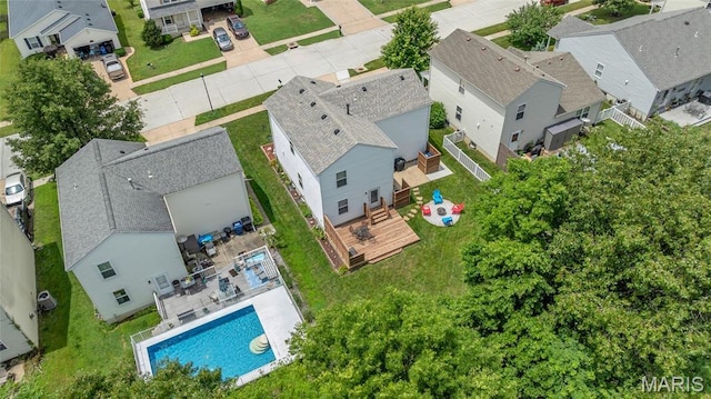 220 Preserve Park Pl, Wentzville, MO 63385 - aerial perspective of suburban area with a pool area