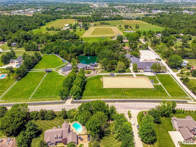 5425 Independence Rd, Weldon Spring, MO 63304 - aerial view of property and surrounding area with a pool area